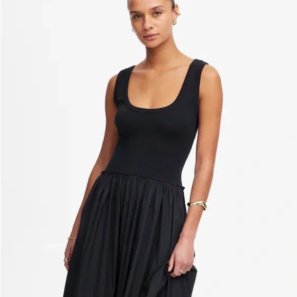 Madewell Mixed Poplin Scoopneck Maxi Dress Size Medium - Picture 3 of 10